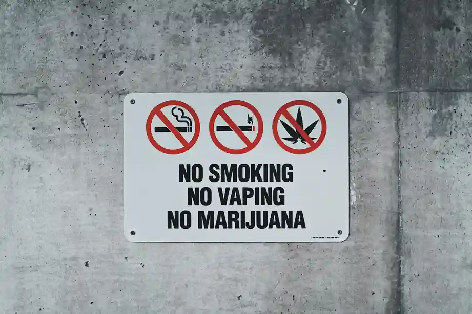 Sign board for No Smoking, No Vaping and No Marijuana